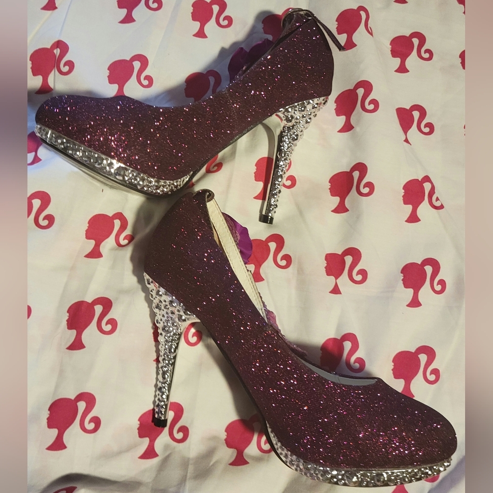 Get More Beauty Glitter Platform Stiletto High Heeled Shoes View 3